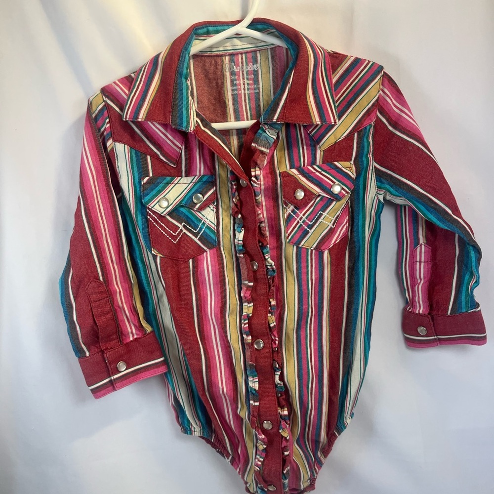 Wrangler Multicolor Striped Toddler Button Down Shirt Onsie